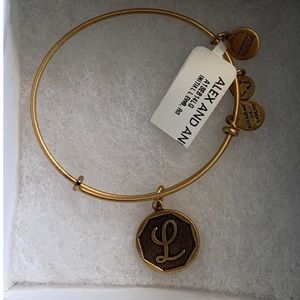 Gold Alex and Ani “L” Bracelet